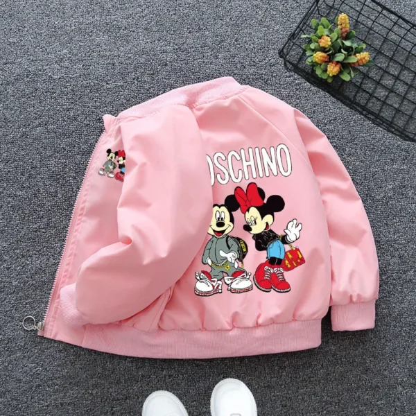 New Spring Baby Boys Girls Jacket Fashion Cartoon Mickey Minnie Mouse Print Outerwear for Kids Clothes Children Windbreaker Coat - Image 3