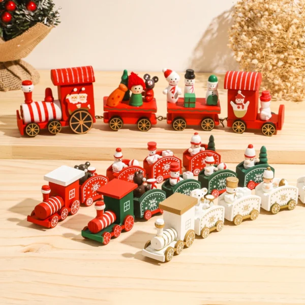 Christmas Wooden Train Merry Christmas Ornaments Christmas Decorations For Home 2024 Xmas Tree Decor Noel Navidad New Year Gifts - Image 3