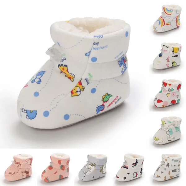 Classic Style Cartoon Winter Baby Boots Baby Toddler Shoes Girls Boys Newborn Boots Warm Non-Slip Soft Sole Shoes