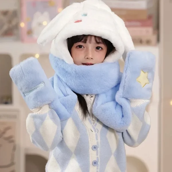 Children's Hat Scarf Integrated Winter Warm Boy and Girl Plush Cartoon Ear Protection Hat Gloves 2024 New Model - Image 3