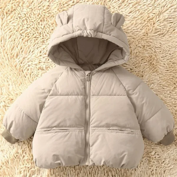 Boys Girls Warm Hooded Outerwear Baby Winter Thickened Jackets Childrens Solid Color Cotton Down Coat Kids Casual Clothing - Image 2