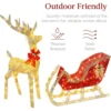 Lighted Christmas 4ft Reindeer & Sleigh Outdoor Yard Decoration Set w/ 205 LED Lights, Stakes, Zip Ties - Gold - Image 5