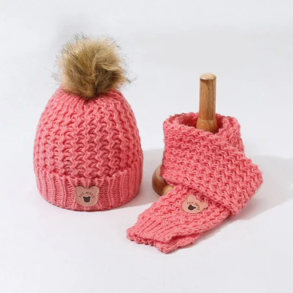 3Pcs Kids Hat Scarf and Snow Gloves Set Winter Knit Warm Soft Outdoor for Boys Girls and Toddlers - Image 6