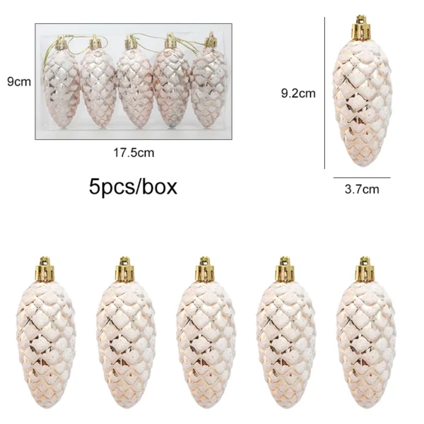 5Pcs Christmas Painted Pine Cone Balls Hanging Pendants Merry Christmas Tree Decoration for Home Xmas Ornament Gift Navidad 2024 - Image 5