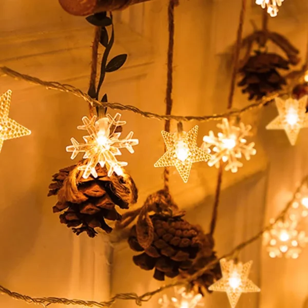 Christmas Tree Snowflake LED String Lights Banner Christmas Decoration 2024 for Home Navidad Xmas Tree Decor Fairy Light Pendant - Image 5