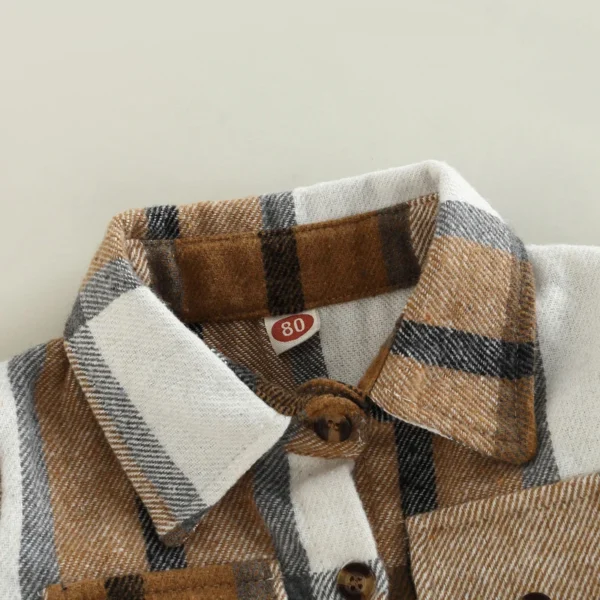 Toddler Baby Boy Girl Plaid Shirt Jacket Outfits Button Down Cardigan Kids Long Sleeve Coat Tops Fall Clothes - Image 4