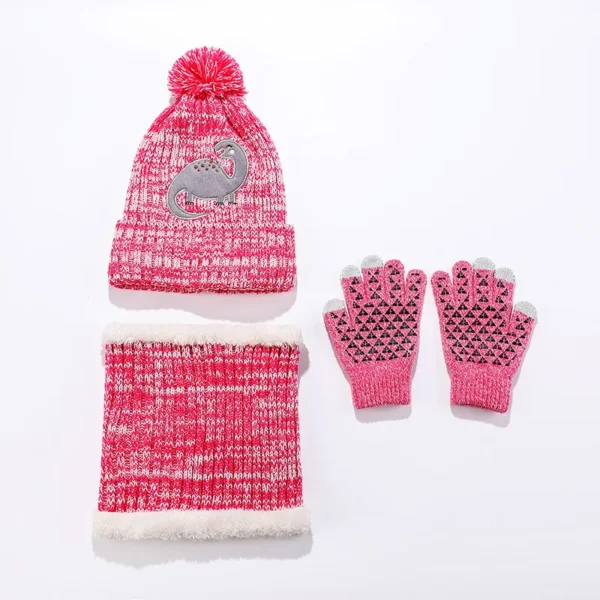 1-5Y Winter Thick Velve Warm Children Baby Knit Gloves Hat Scarf 3pcs Suit Outdoor Windproof Kids Muffler Cap Set for Boy Girl - Image 5