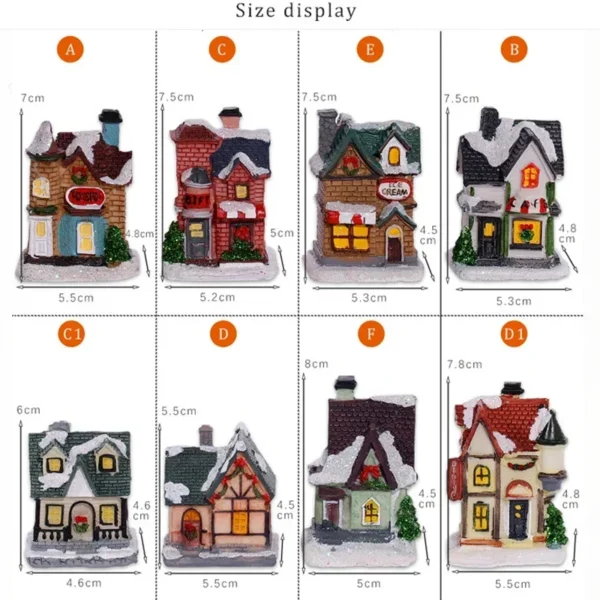 Christmas Decoration 2024 New Year Night Light LED Luminous Snow House Sculpture Home Resin Crafts Xmas Gift for Kids - Image 5