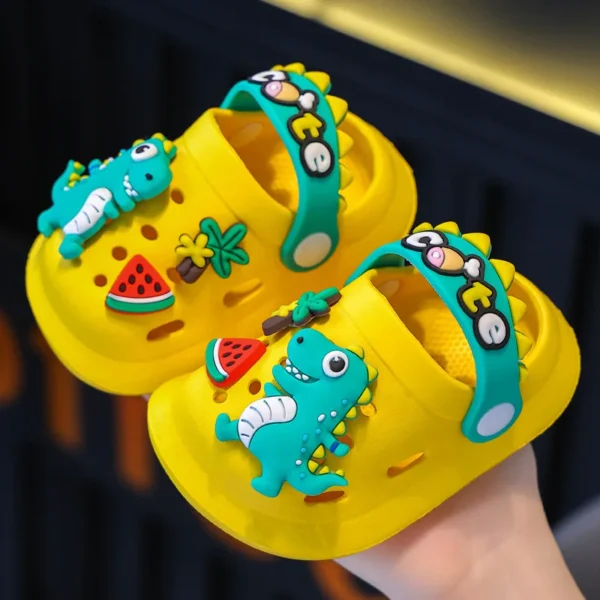 Summer Childrens Slippers Hole Kids Sandals Soft Anti-Skid Cartoon Dinosaur DIY Design Indoor Anti-Slip Boys Girls Beach Shoes - Image 6