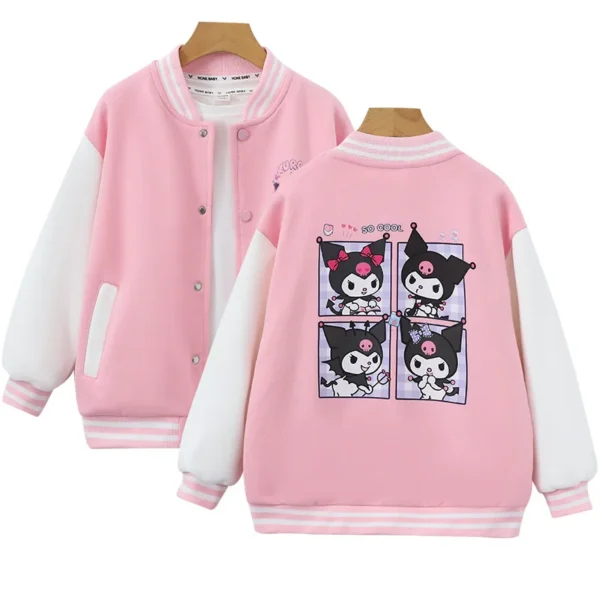 Sanrio Girls Boys Cartoon Kuromi Jacket Children Teen Coats Spring Autumn Kids Single breasted Jackets Casual Sports Outerwear - Image 6