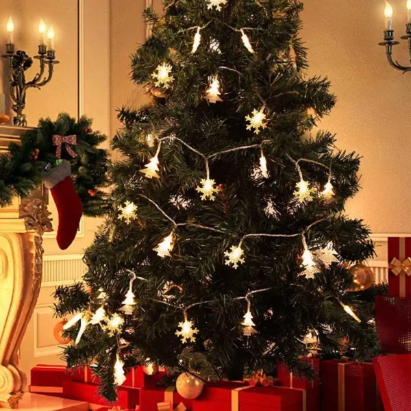 Christmas Tree Snowflake LED String Lights Banner Christmas Decoration 2024 for Home Navidad Xmas Tree Decor Fairy Light Pendant - Image 6