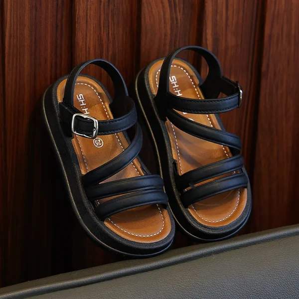 PEYOUR Trendy Cute Solid Color Open Toe Sandals For Girls, Breathable Lightweight Sandals For All Seasons - Image 5