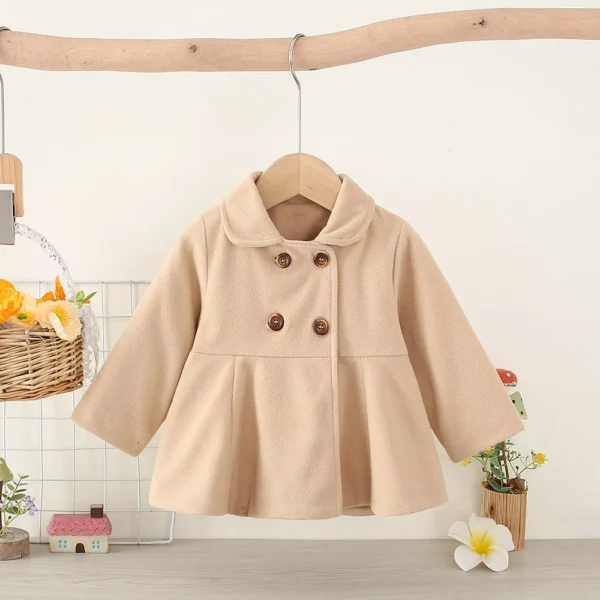 Autumn Newborn Girl Long Sleeve Woolen Coat Thickened Polo Collar Children's Jacket Fashion Double breasted Children's Clothing - Image 3