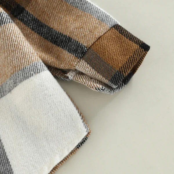Toddler Baby Boy Girl Plaid Shirt Jacket Outfits Button Down Cardigan Kids Long Sleeve Coat Tops Fall Clothes - Image 6