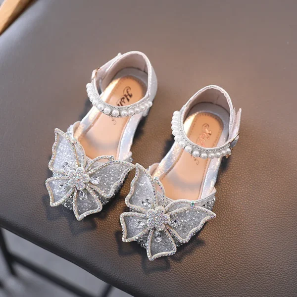 Summer Girls Sandals Fashion Sequins Rhinestone Bow Girls Princess Shoes Baby Girl Shoes Flat Heel Sandals Size 21-35 - Image 3