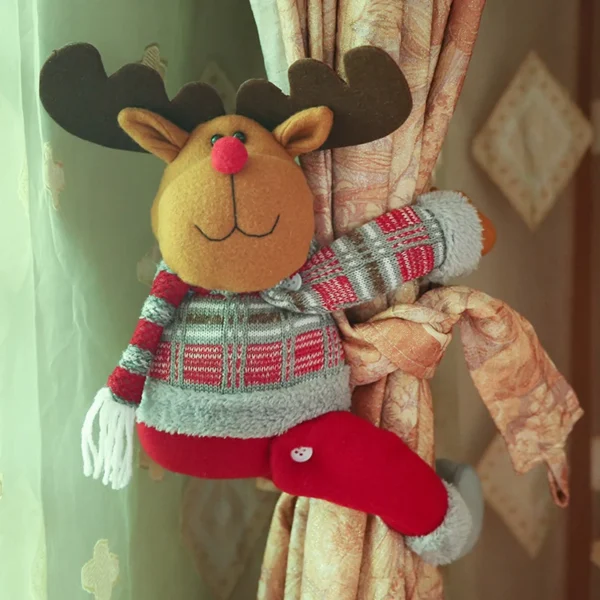 New Year 2024 Christmas Curtain Holder Buckle Plush Elk Santa Claus Dolls Curtain Christmas Decor for Home Navidad 2023 Supplies - Image 3