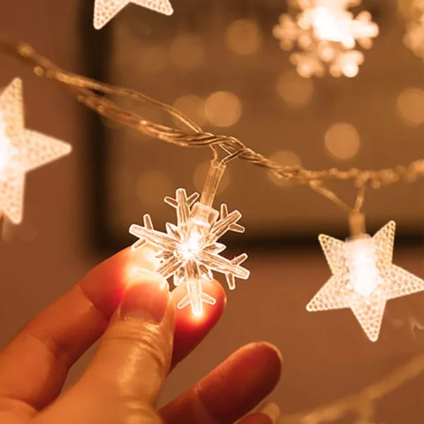 Christmas Tree Snowflake LED String Lights Banner Christmas Decoration 2024 for Home Navidad Xmas Tree Decor Fairy Light Pendant - Image 4