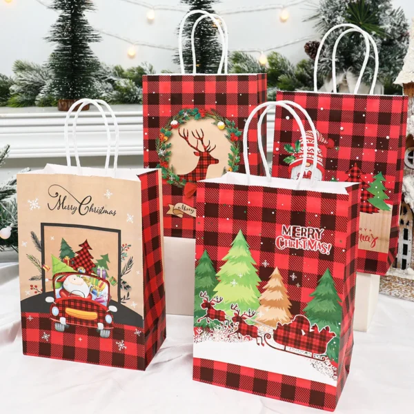 Christmas Kraft Paper Gift Bags Xmas Candy Cookies Gift Tote Bag Christmas Decoration 2024 for Home Navidad Noel New Year 2025 - Image 3