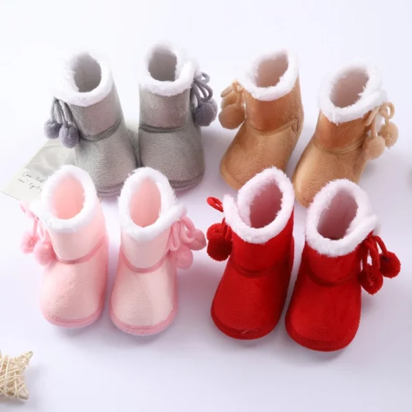 Autumn Winter Warm Newborn Boots Baby Girls Boys Shoes Toddler Soft Sole Fur Snow Boots Infant Toddler Cotton-Padded Shoes - Image 4