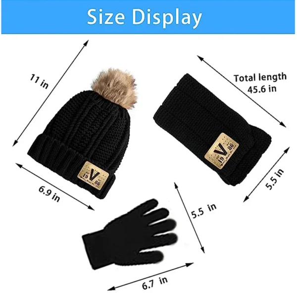 Autumn and winter children's hats, scarves and gloves three-piece baby thick hat and neck knitted hats for boys and girls - Image 5