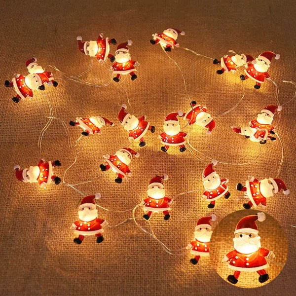 2M 20LED Santa Claus Snowflake LED Light String Christmas Decoration For Home Xmas Tree Ornament 2024 Navidad Kids Gift New Year - Image 2