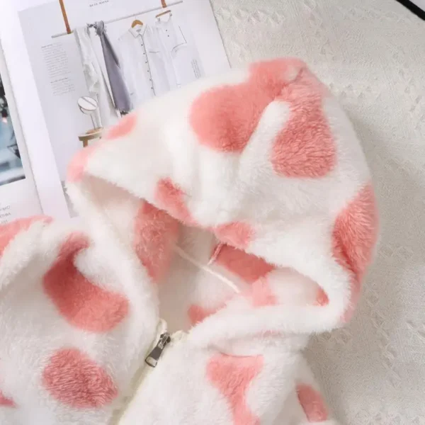 Girls Hooded Plush Jacket Big Children Autumn Winter Keep Warm Outerwear Fashion Princess Christmas Clothes Kids Cute Cow Coat - Image 5