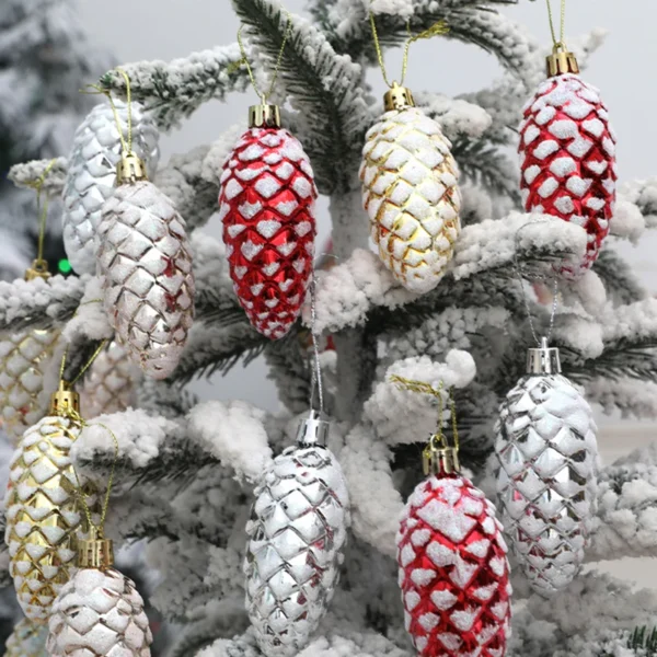 5Pcs Christmas Painted Pine Cone Balls Hanging Pendants Merry Christmas Tree Decoration for Home Xmas Ornament Gift Navidad 2024 - Image 2