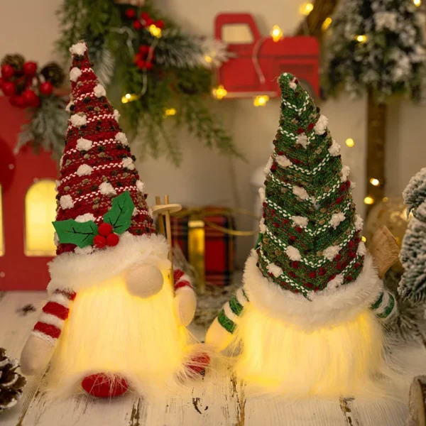 AlliLit 2024 Christmas Doll Sled Elf Ski Gnome with Led Light Christmas Decorations for Home Xmas 2024 New Year 28cm - Image 2