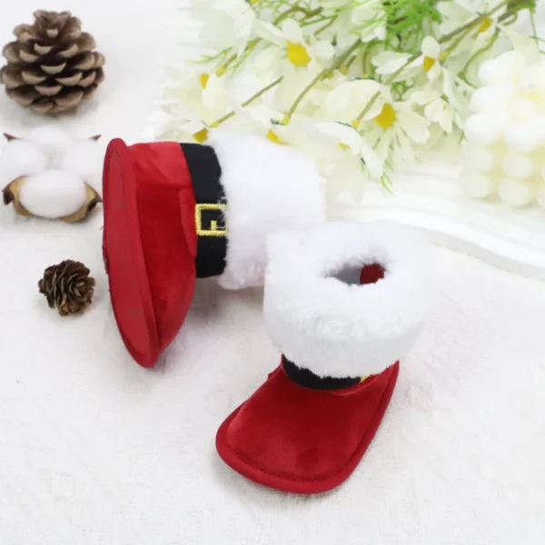 Baby Toddler Shoes, Christmas Cute Plush Heart Boots, Warm and Non-Slip, Suitable for Festival & Party Wear, Winter Style - Image 3
