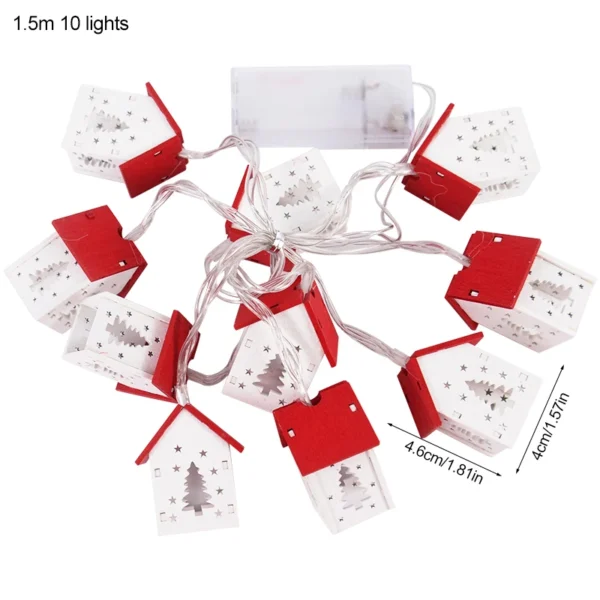 Christmas Wooden House LED String Light Xmas Tree Hanging Ornament 2024 Christmas Decoration For Home Kids New Year Gift Navidad - Image 6