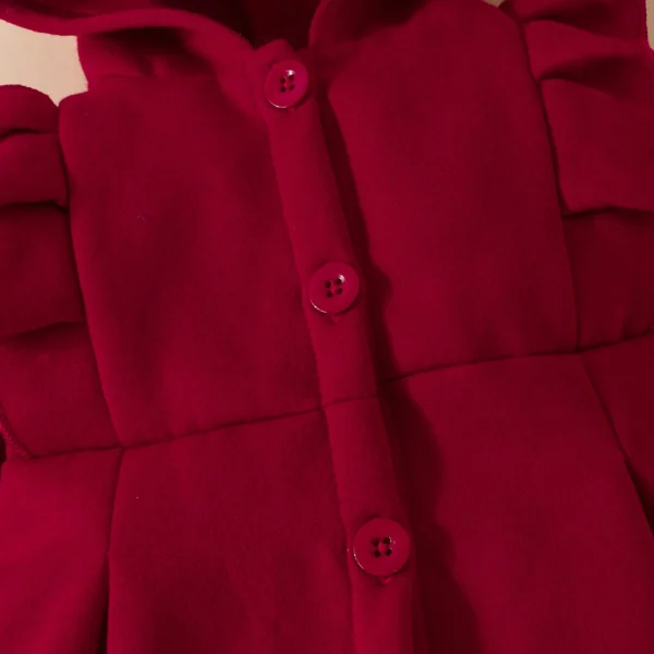 Baby Girl Ruffled Long Sleeve Fleece Hooded Single Breasted CoatKids Clothes Autumn And WinterRecommended To Buy One Size Larger - Image 4