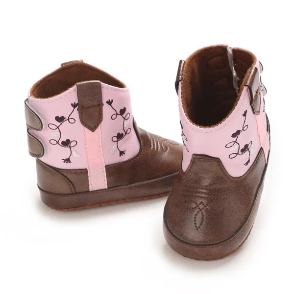 0-18M Fashionable and popular baby shoes Western denim midsole boots autumn and winter warm and anti slip casual walking shoes - Image 4
