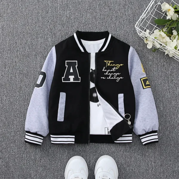 2024 Spring Autumn Baby Boys Jacket Fashion Cartoon Bear Pattern Kids Windbreaker Coats For Children Outerwear Clothing 2-12Year - Image 4