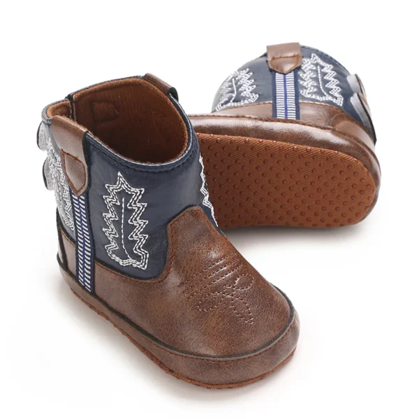 0-18M Fashionable and popular baby shoes Western denim midsole boots autumn and winter warm and anti slip casual walking shoes - Image 3