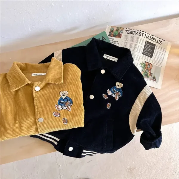 Fashion Baby Girl Boy Corduroy Jacket Casual Cartoon Embroidery Infant Toddler Child Coat Fall Spring Kid Outwear Baby Clothes - Image 2