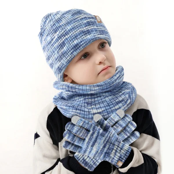 Autumn Winter 2-8Y Children's Knit Gloves Hat Scarf 3 Pieces Sets Outdoor Windproof Warm Kids Hats and Caps Muffler for Boy Girl - Image 2