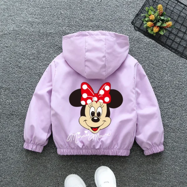 Disney Girls Cartoon Mickey Mouse Jacket Frozen Elsa Princess Coats Spring Autumn Kids Hooded Jackets Casual Sports Outerwear - Image 2
