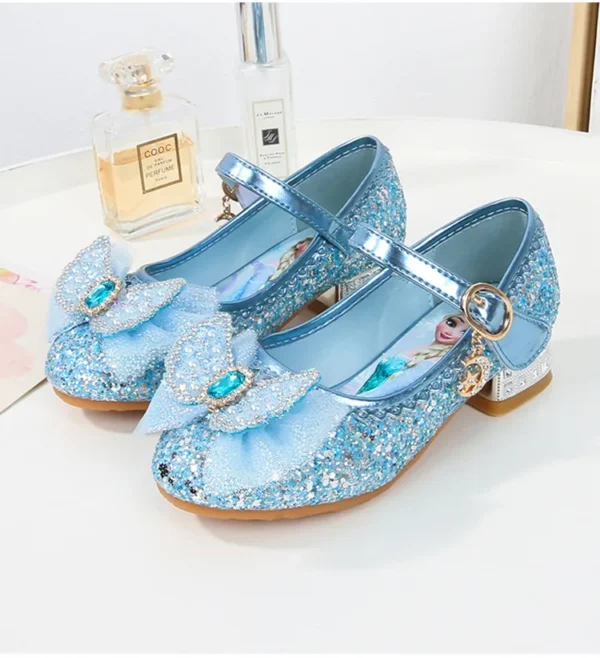 Disney Girls' Princess Sandals Children's Shoes Frozen Elsa Children's Shoes Girls Fashion Baby Pink Blue High Heel Shoes Size - Image 2