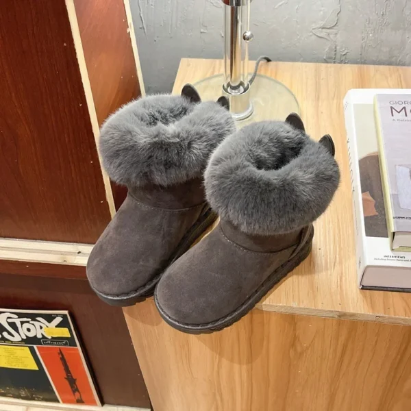 Kids Genuine Cowhide Snow Boots Winter Baby Soft Warm Cotton Shoes with Plush Boys Girls One Fur Suede Boots Princess Retro Boot - Image 6