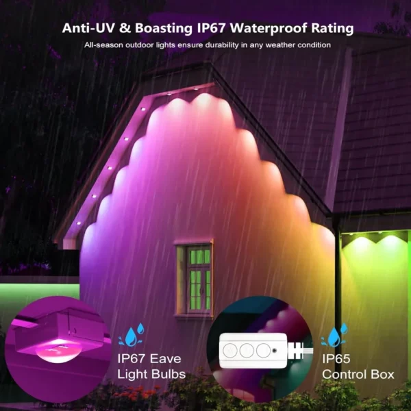 Smart Permanent Outdoor Lights, 100ft Smart Eave Lights for House Christmas Halloween Party Decor,Work with APP/Google Assistant - Image 4