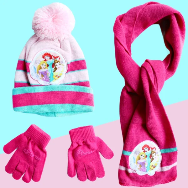 New Autumn Winter Children Hat Elsa Classics Disney Princess Cartoon Cap Scarf Hat Glove Warm knitted hat Girl Christmas Hat - Image 5