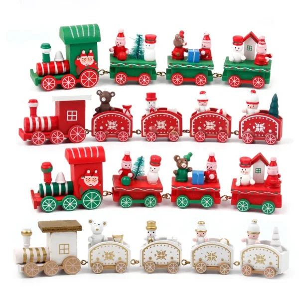 Christmas Wooden Train Merry Christmas Ornaments Christmas Decorations For Home 2024 Xmas Tree Decor Noel Navidad New Year Gifts - Image 4