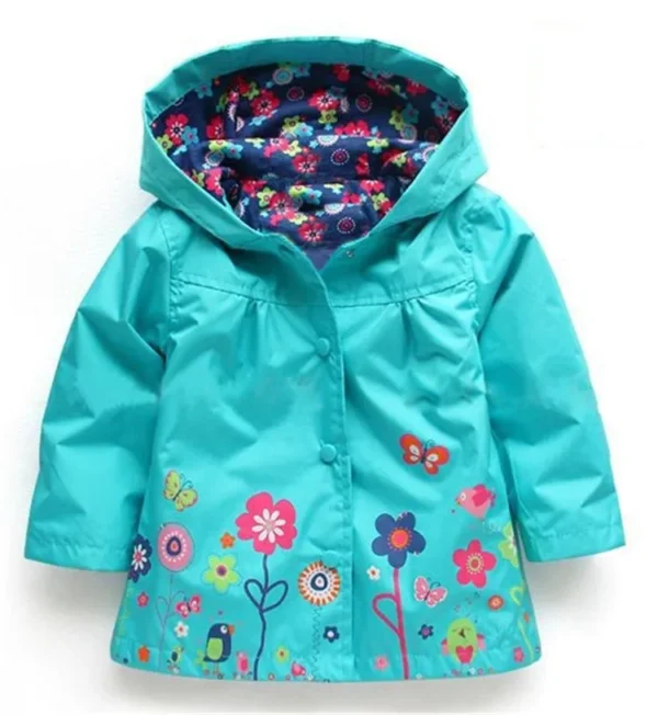 Girls Fashion Waterproof Children Clothes Autumn Casual Baby Boys Windcoat Long Sleeve Jacket Flower Print Kids Hoodie Outwear - Image 5