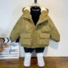 New Winter Down Cotton Jacket Boys Black Hooded Coat Children Outerwear Clothing Teenage 3-8Y Kids Parka Padded Snowsuit - Image 2