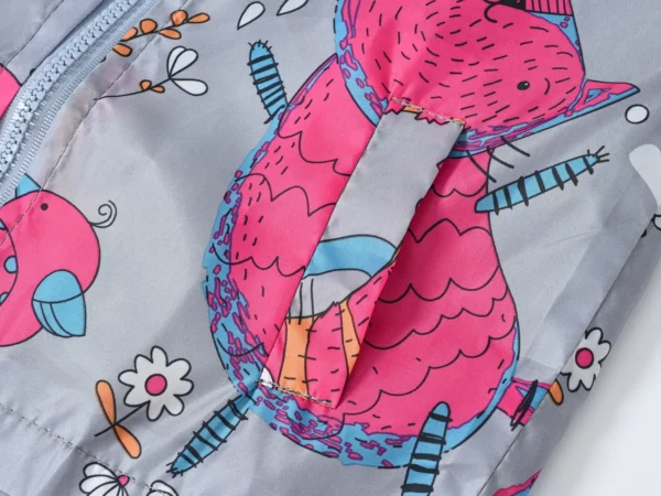 Stylish Cartoon Dinosaur Windbreaker Jacket for Girls - Perfect for Casual Wear! - Image 6