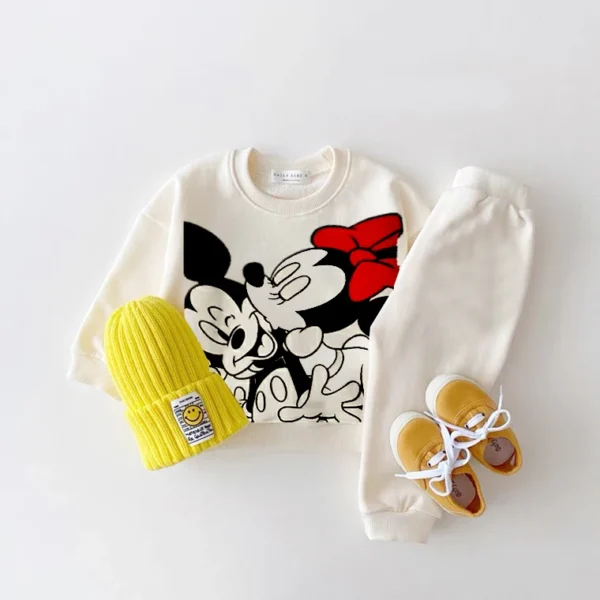 Disney Hoodies Baby Unisex Two Piece Sets Cartoon Print Long Sleeve Tops +Trousers Suit Toddler Boys Casual Sweatshirts Outfits - Image 4
