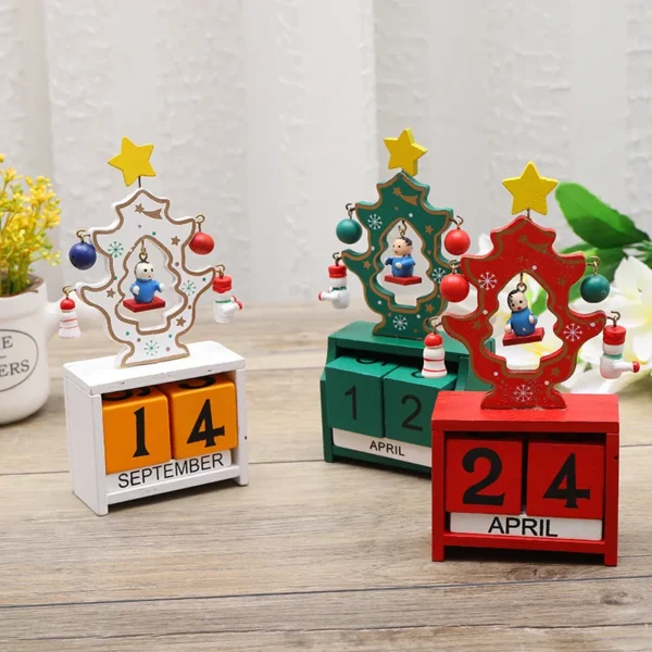 Desktop Christmas Tree Santa DIY Decoration Wooden Christmas Calendar Christmas Decoration 2024 New Year Party Gift - Image 3