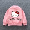 Sanrio Hello Kitty Girls Jacket Coats 2024 Spring Autumn Baby Kids Cartoon Long Sleeve Zipper Casual Outerwear Children Clothing