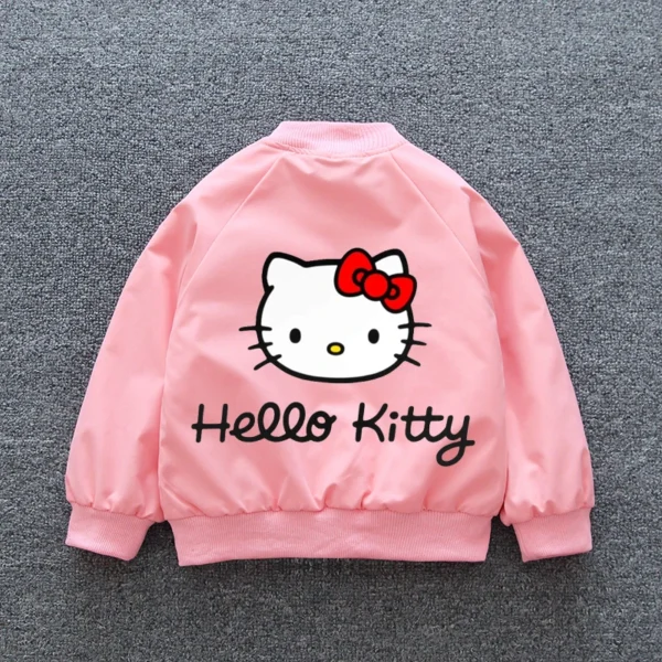 Sanrio Hello Kitty Girls Jacket Coats 2024 Spring Autumn Baby Kids Cartoon Long Sleeve Zipper Casual Outerwear Children Clothing
