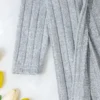 Girls Solid Color Striped Hooded Long Sleeve Coat - Image 5